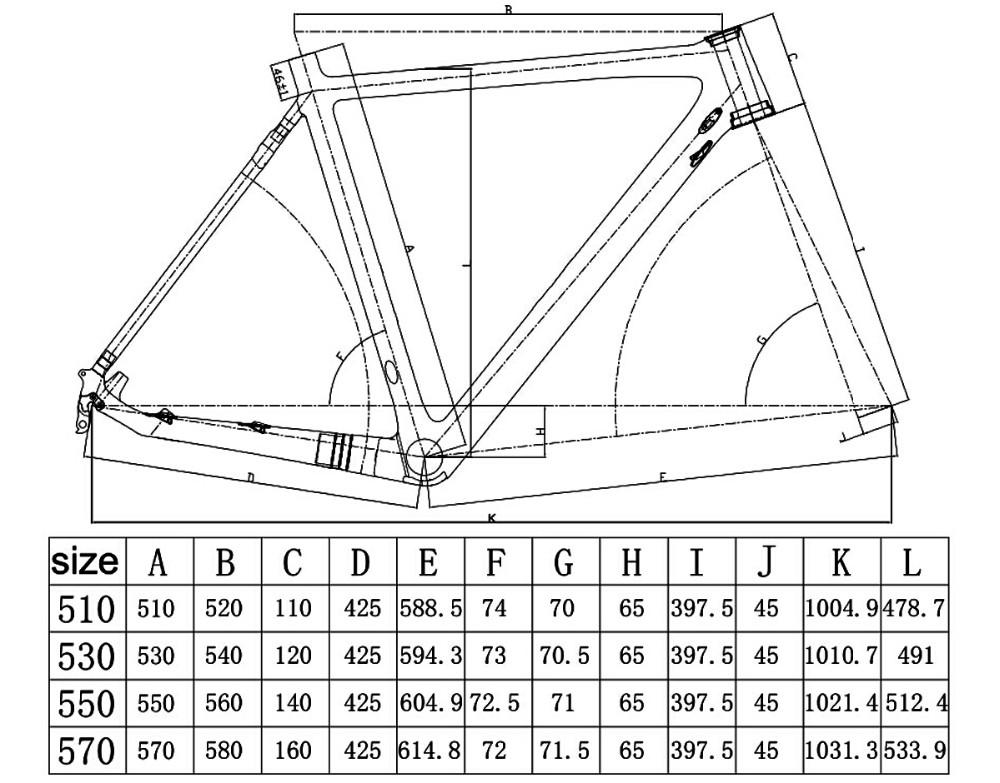 Cadre vélo cyclocross Full Carbone 1080g
