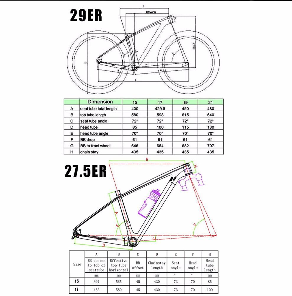 Cadre de vélo VTT en carbone 980 grammes