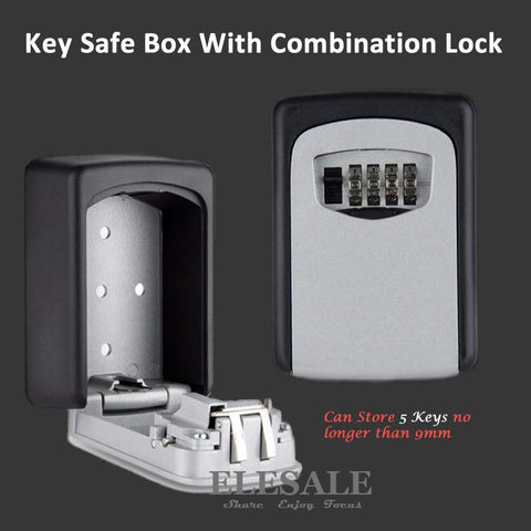 Key Storage Organizer Boxes with 4 Digit Wall Mounted Combination Password Keys Hook Organizer Boxes Small Metal Secret Safe Box