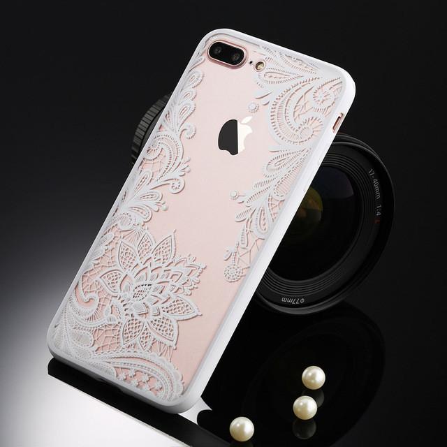 Sexy Retro Floral Phone Case For Apple iPhone 7 6 6s 5 5s SE Plus Lace Flower Hard PC+TPU Cases Back Cover Capa For iPhone7Plus