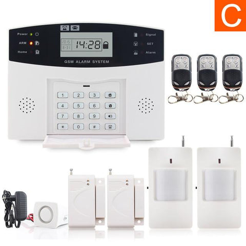 Metal Remote Control Voice Prompt Wireless door sensor Home Security GSM Alarm systems LCD Display Wired Siren Kit SIM SMS Alarm