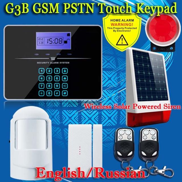 Free Shipping!Wireless SIM GSM Home Burglar Security LCD Touch Keyboard PSTN GSM Alarm System Sensor kit English Russian Voice