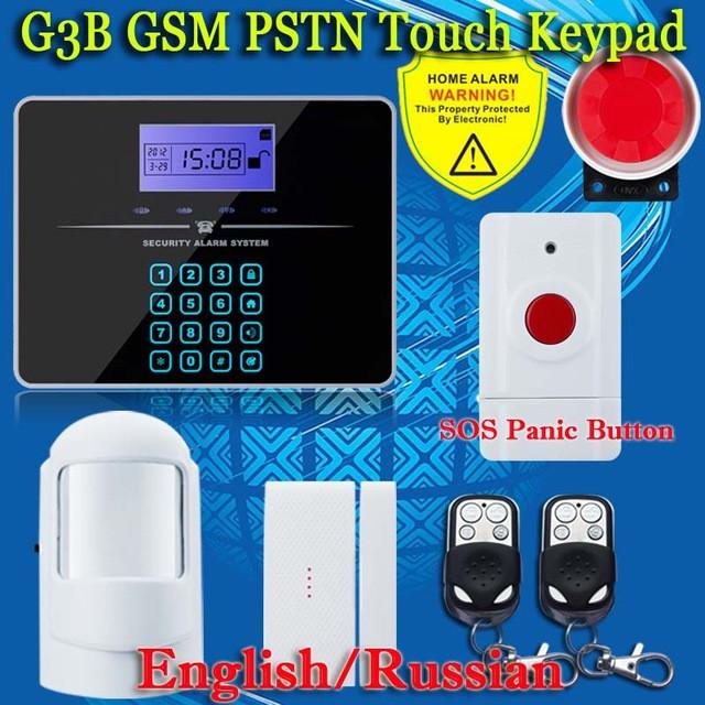 Free Shipping!Wireless SIM GSM Home Burglar Security LCD Touch Keyboard PSTN GSM Alarm System Sensor kit English Russian Voice