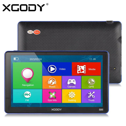 XGODY 886 7 inch Car Truck GPS Navigation 256M+8GB Capacitive Screen FM Navigator+Reversing Camera Russia US AU 2017 EU Free Map