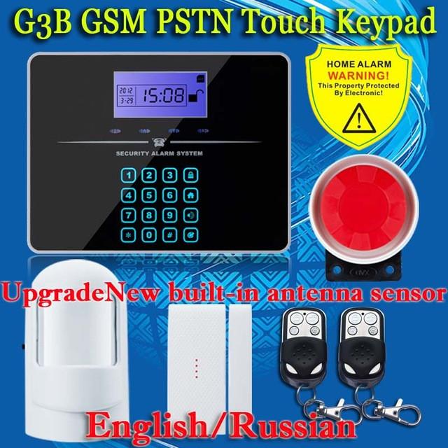 Free Shipping!Wireless SIM GSM Home Burglar Security LCD Touch Keyboard PSTN GSM Alarm System Sensor kit English Russian Voice