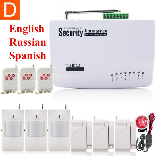 Marlboze English Russian Spansih Voice Prompt SIM Home Security GSM Alarm System Auto Dialing Dialer SMS Call Remote control