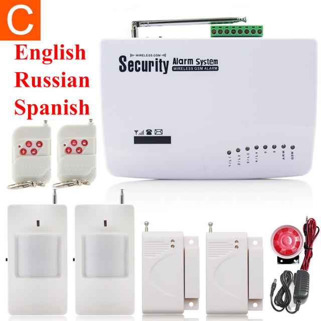 Marlboze English Russian Spansih Voice Prompt SIM Home Security GSM Alarm System Auto Dialing Dialer SMS Call Remote control