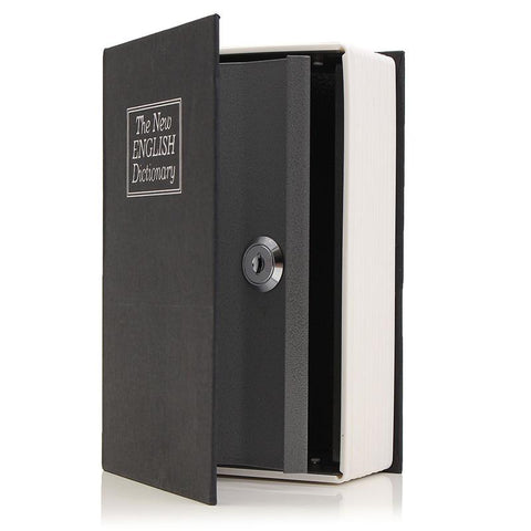 NEW Metal + Paper Plate Dictionary Book Secret Hidden Security Safe Key Lock Cash Money Jewellery Locker Durable Quality