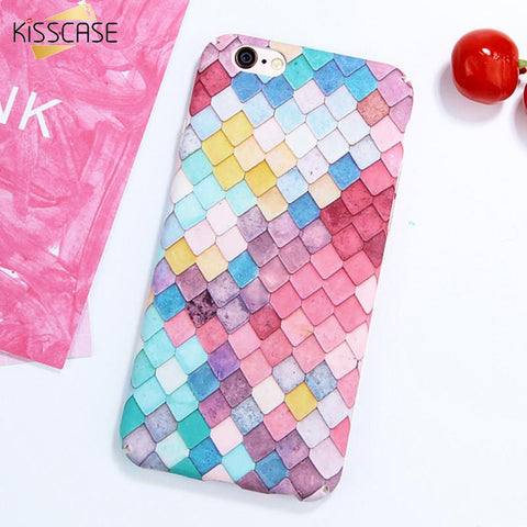 KISSCASE Fashion Colorful 3D Scales Phone Cases For iPhone 6 6s 7 Case Korean Girls Mermaid Cover For Apple iPhone 7 6 6s Plus
