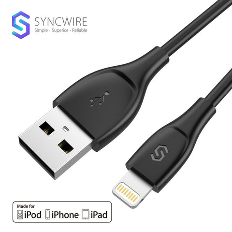 Syncwire 2.4A Fast Charger Lightning To USB Cable 30000+ Durable  1m 3.3ft  MFI Certificated USB Line For iPhone 5S 6 6s 7 plus