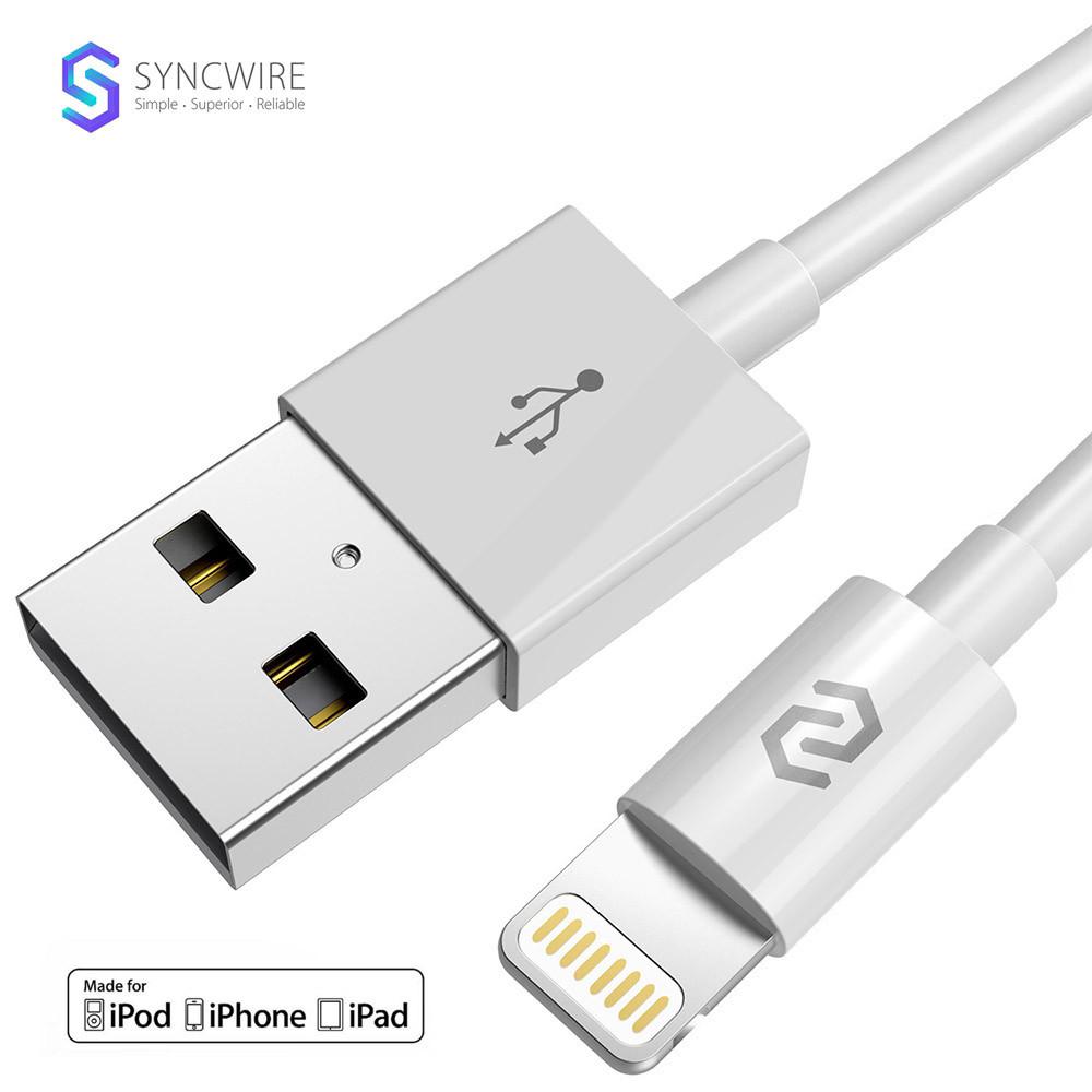 Syncwire White Lightning to USB Cable 1m 2m Charger Cord for iPhone 7 6 6s Plus 5 5s iPad iPod Mfi Certified Lifetime Warranty